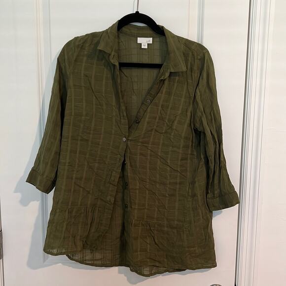 Jjill green button down size small - Picture 1 of 5